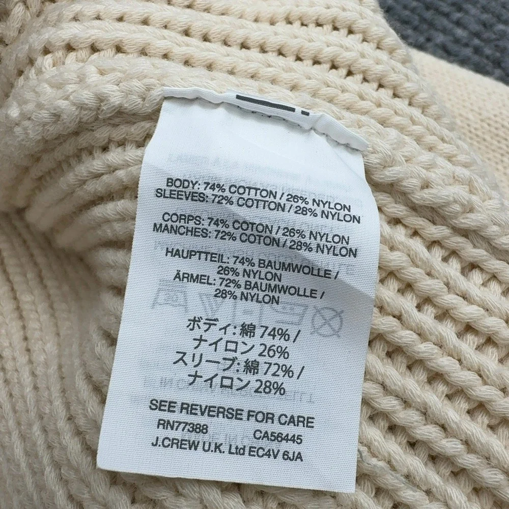 J Crew Sweater‎ Womens M Cream Side Tie Ribbed Knit Cotton Blend Tunic Preppy